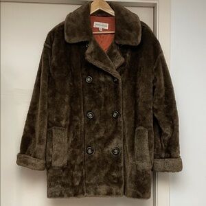 FAUX FUR TEDDY COAT Jones New York WALNUT BROWN